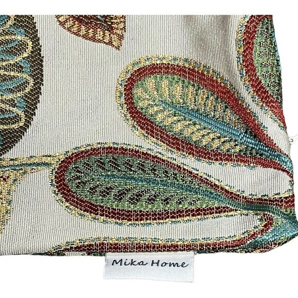 Mika Home Floral Jacquard Pillow Cover Set Of 2 Cream Taupe 20" Hidden Zipper - Picture 5 of 7